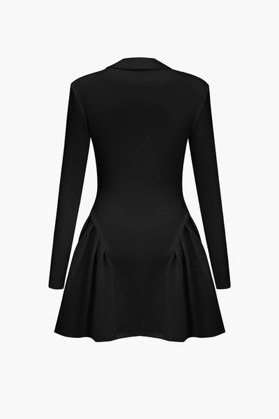 Solid V Neckline Mini Elbise