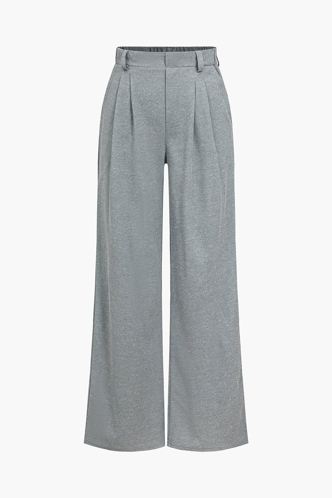 Soft Grey Pleat Yüksek Bel Palazzo Pantolon