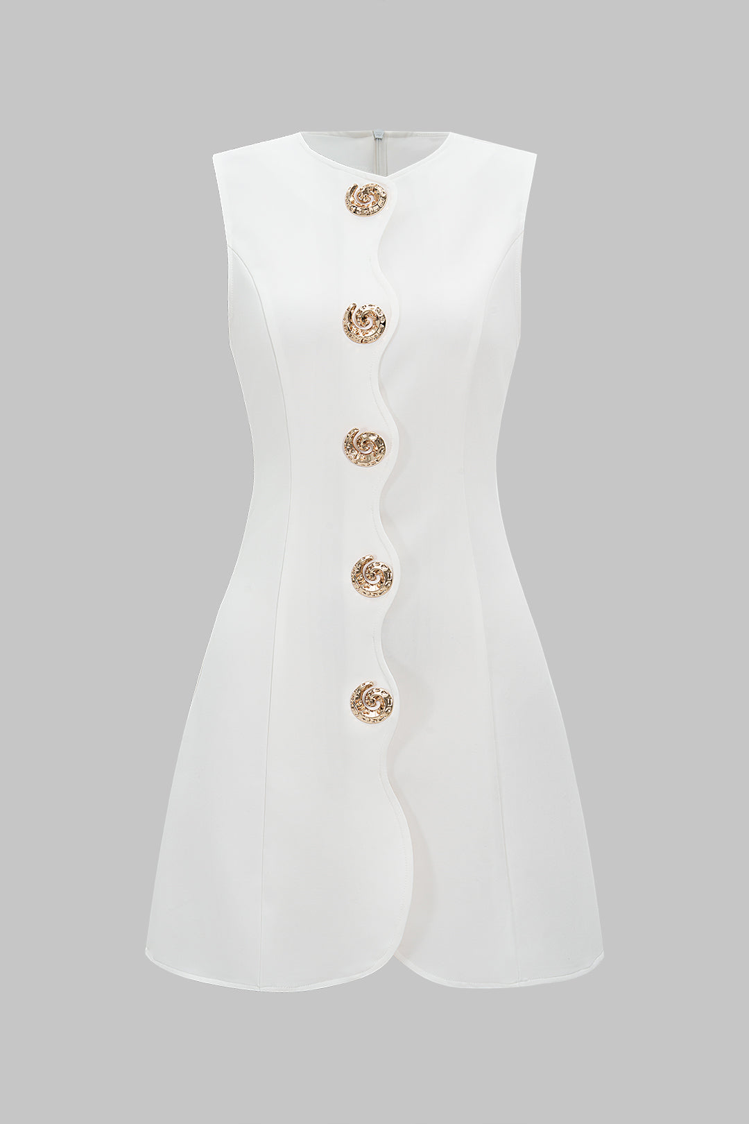 Sculpted Pearl Düğmeli Mini Elbise