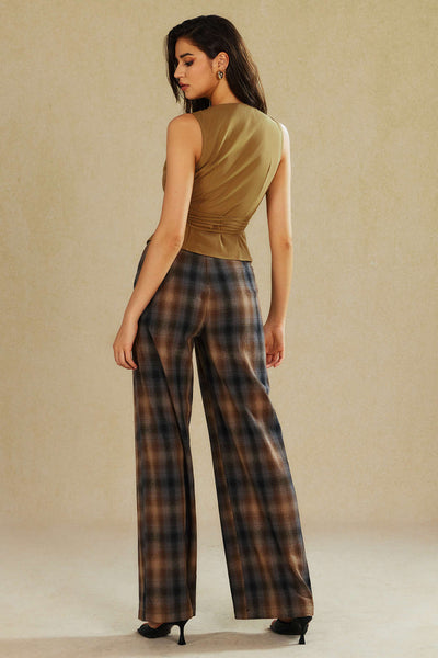 Heritage Check Geniş Paça Pantolon