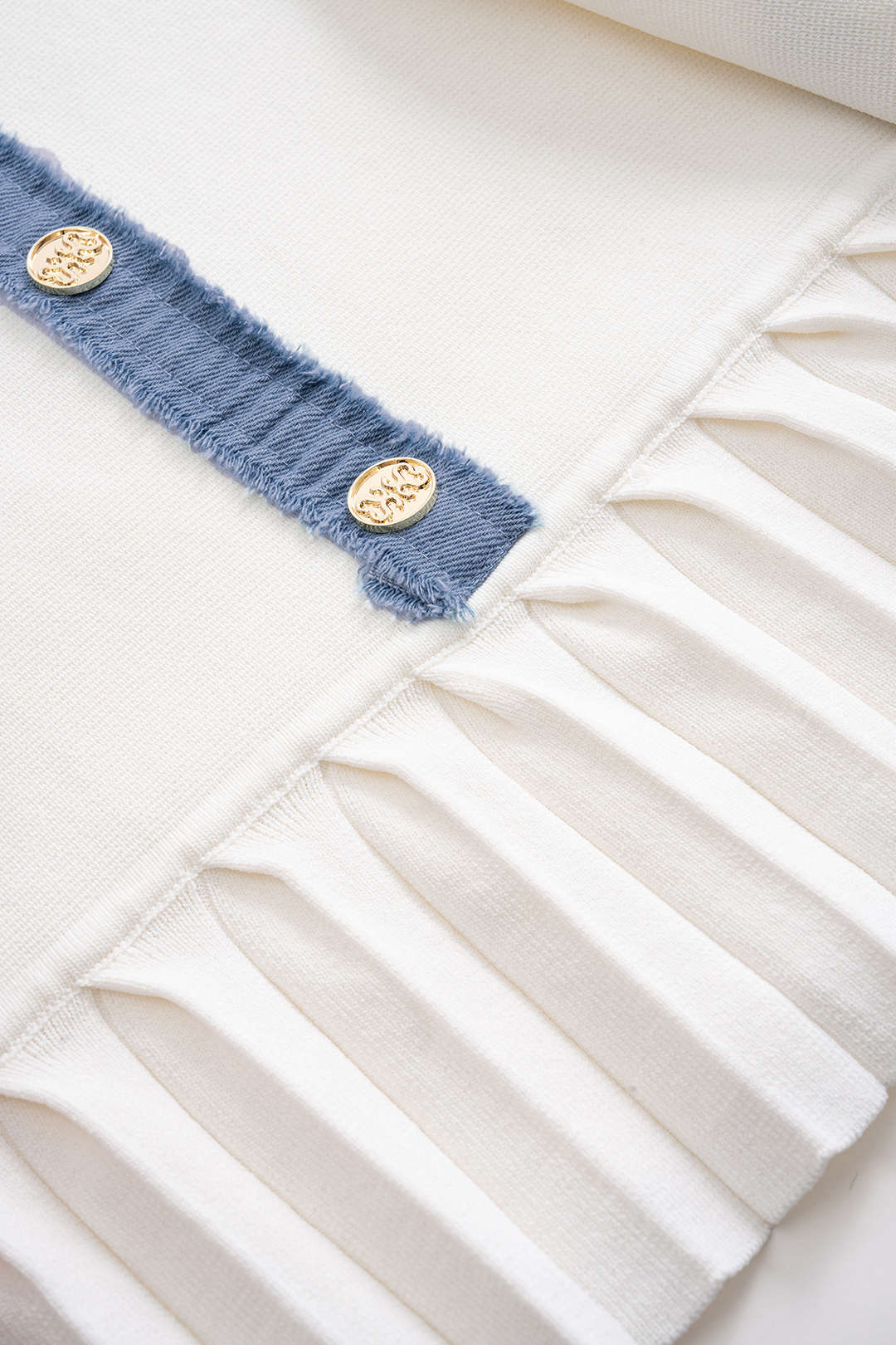 Ivory Contrast Trim Pileli Mini Elbise