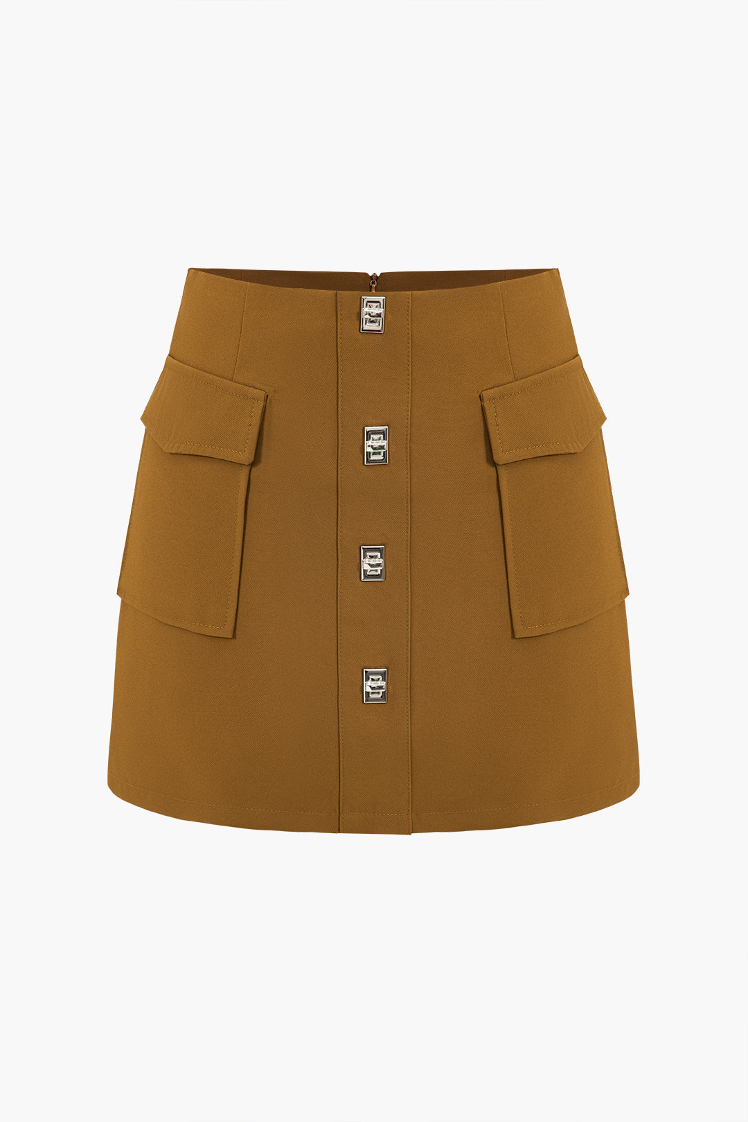 Mustard Vault Metal Tokalı Cepli Mini Etek