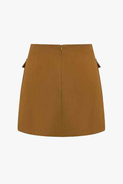 Mustard Vault Metal Tokalı Cepli Mini Etek