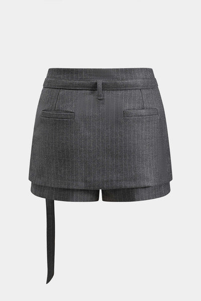 Urban Pinstripe Kuşaklı Şort-Etek