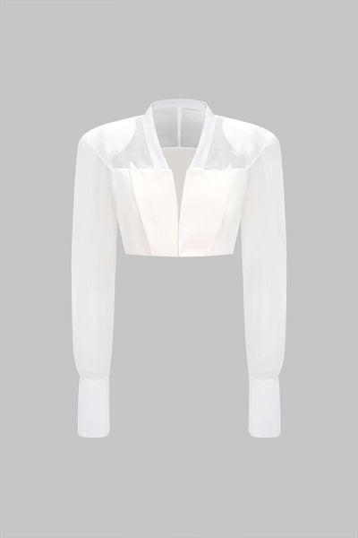 Opaline Frame Transparan Detaylı Crop Blazer