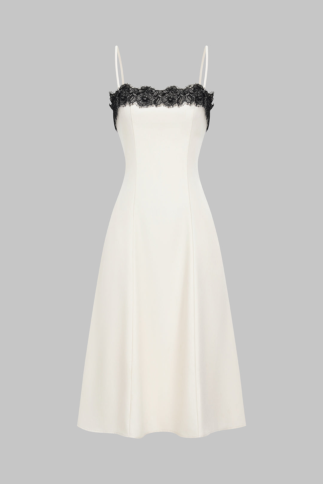 Ivory Grace Dantel Detaylı Midi Elbise