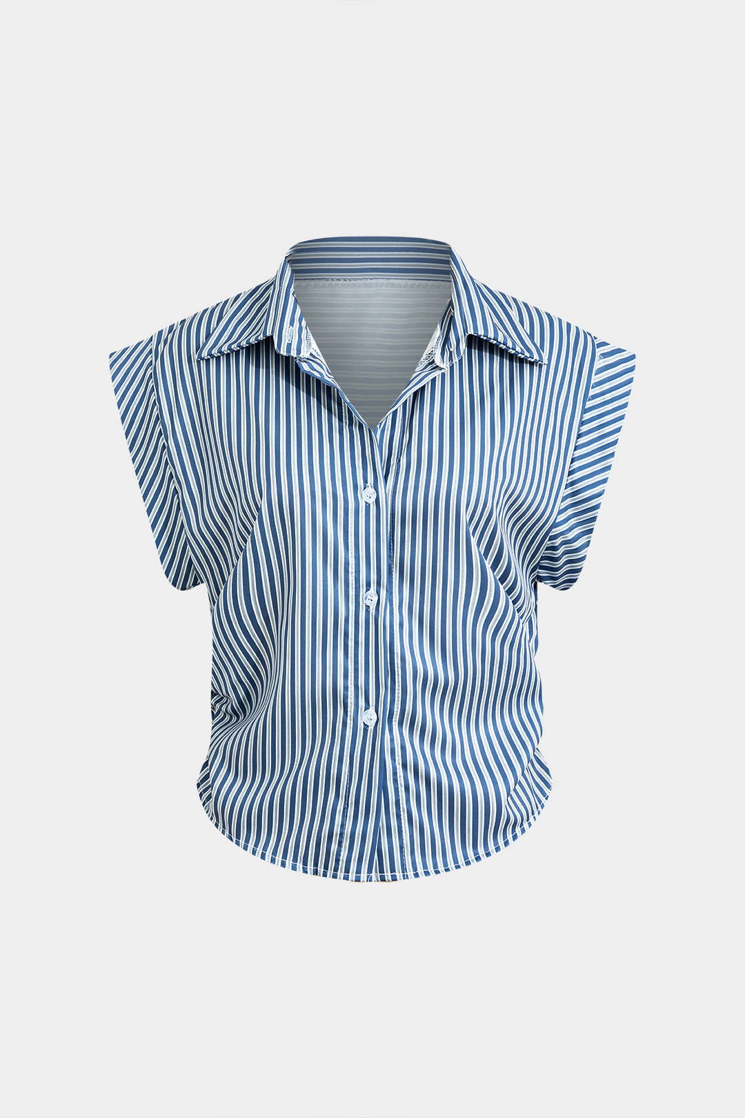 Blue Rhythm Çizgili Kolsuz Poplin Gömlek