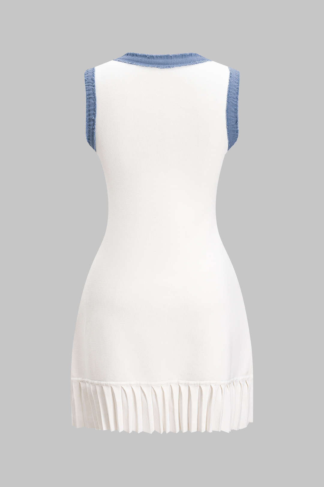Ivory Contrast Trim Pileli Mini Elbise