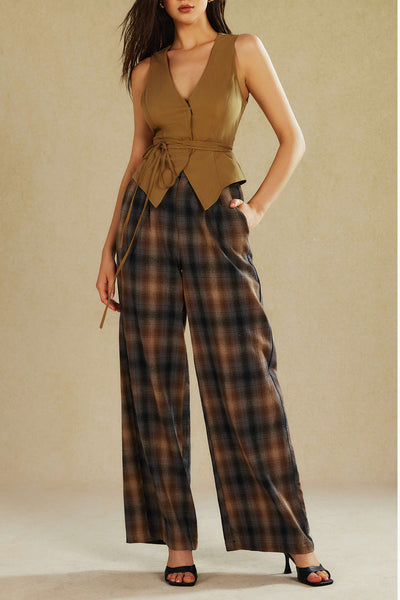 Heritage Check Geniş Paça Pantolon