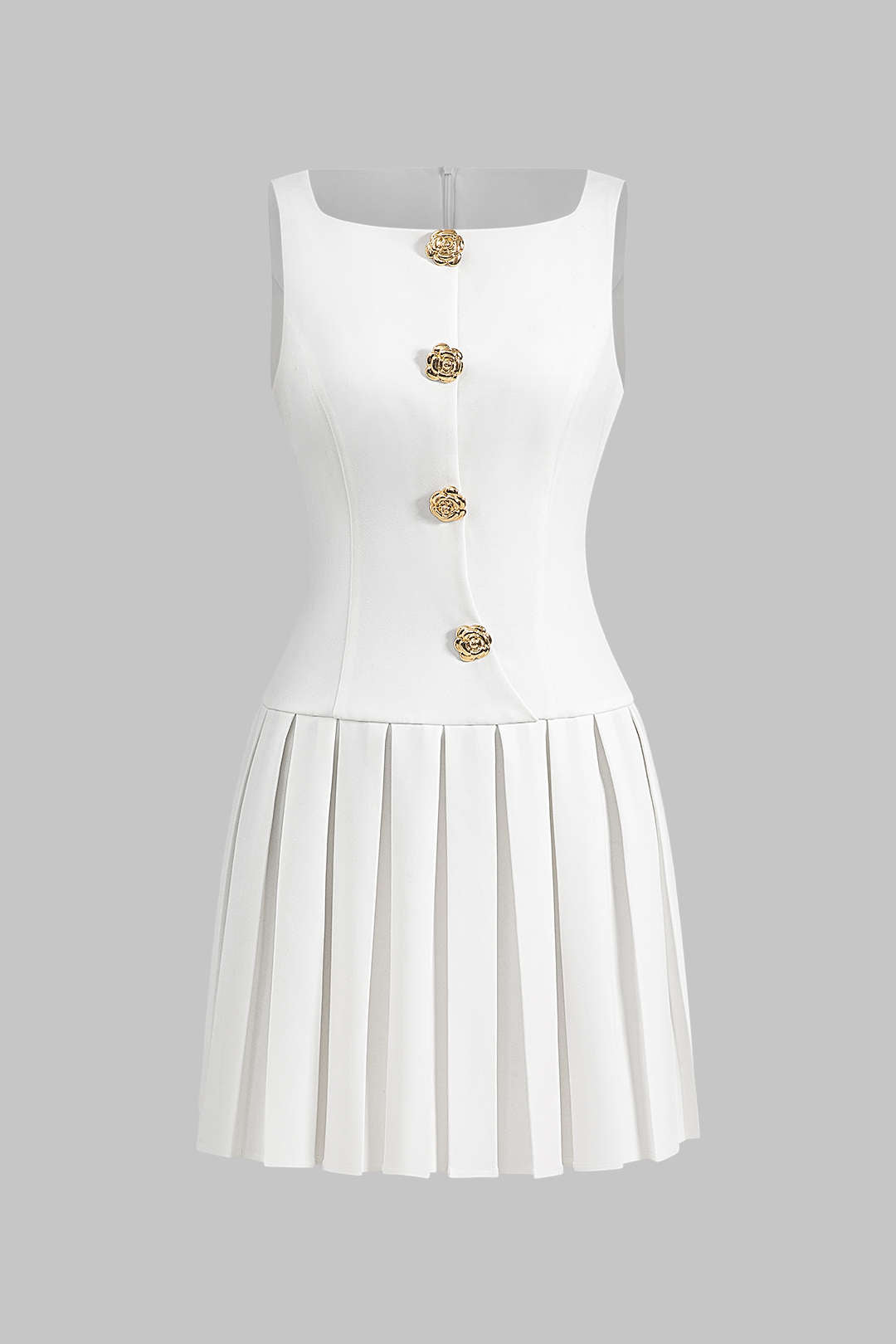 Ivory Bloom Pliseli Mini Elbise