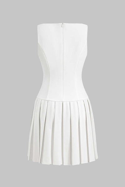 Ivory Bloom Pliseli Mini Elbise