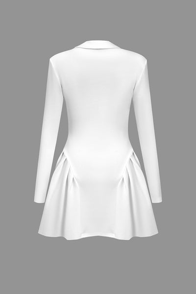 Solid V Neckline Mini Elbise