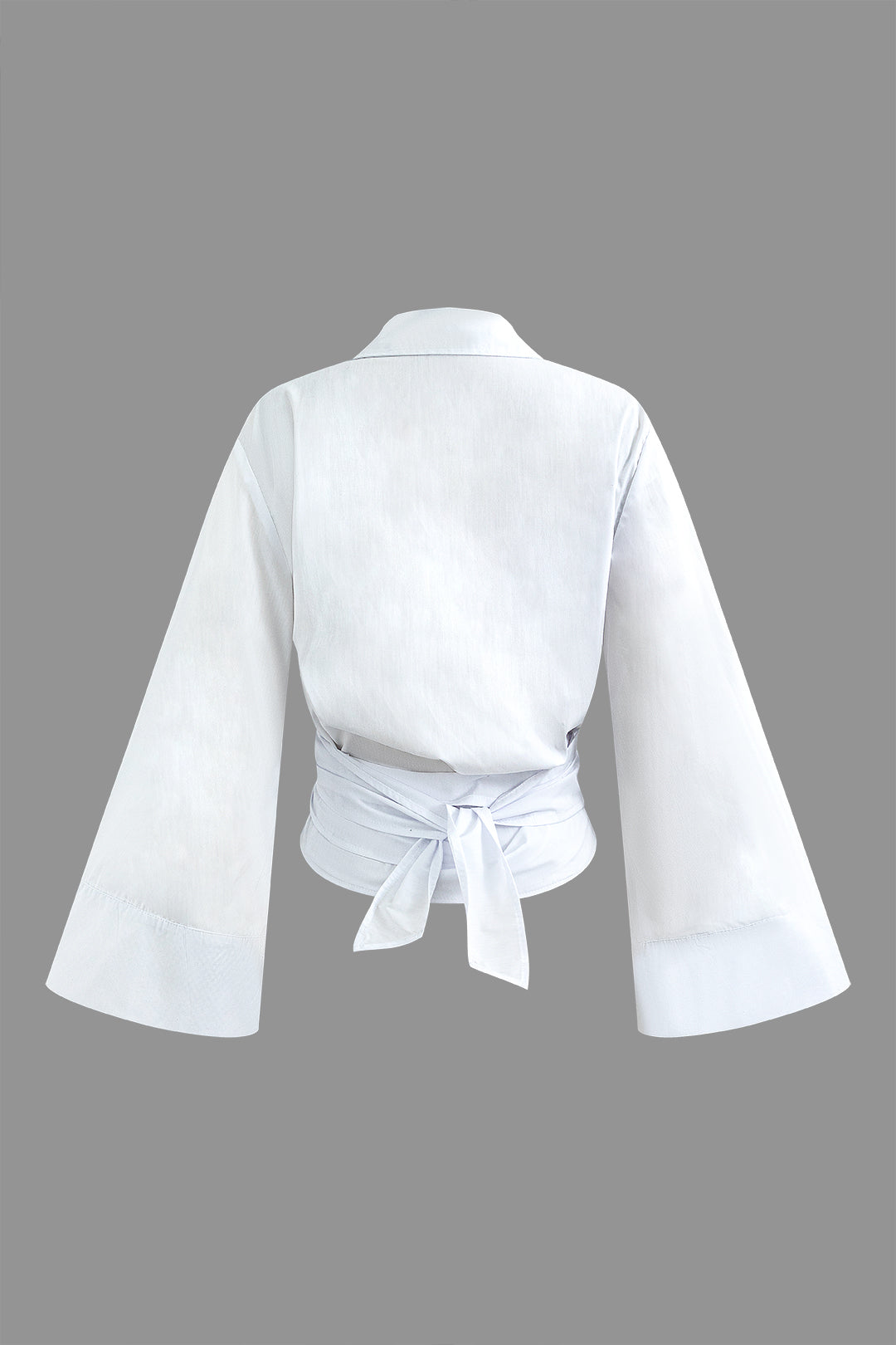 White Embrace Kuşaklı Geniş Kollu Gömlek Bluz