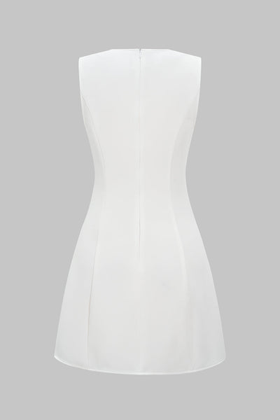Sculpted Pearl Düğmeli Mini Elbise