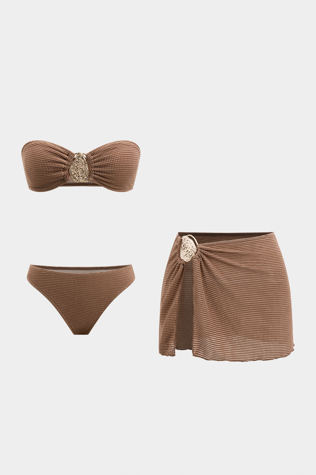 Bronze Allure 3'lü Bikini & Pareo Takımı