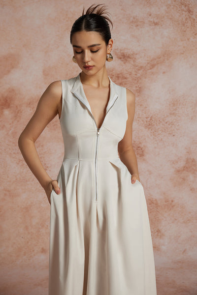 Modern Grace Fermuar Detaylı Midi Elbise