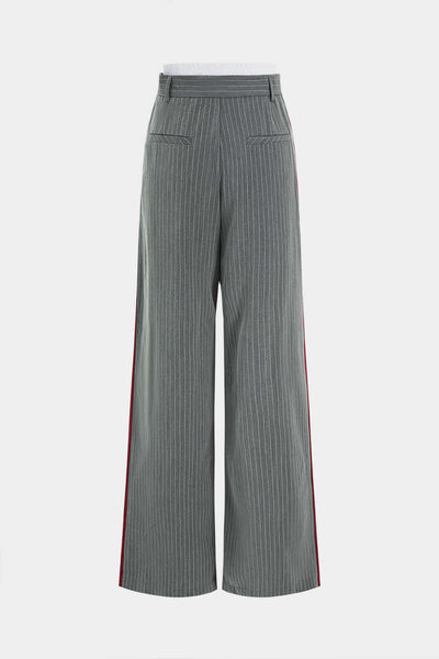 Tailored Lines Geniş Paça Çizgili Pantolon