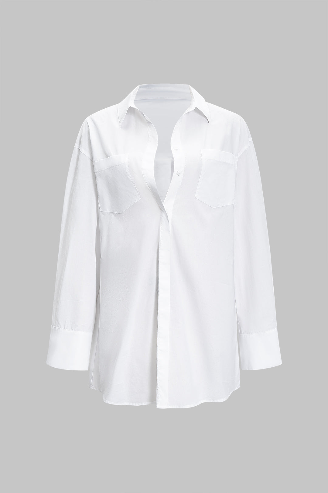 Camisa de manga larga con botones lisos