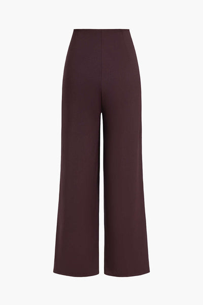 Aubergine Drapé Asimetrik Yüksek Bel Pantolon