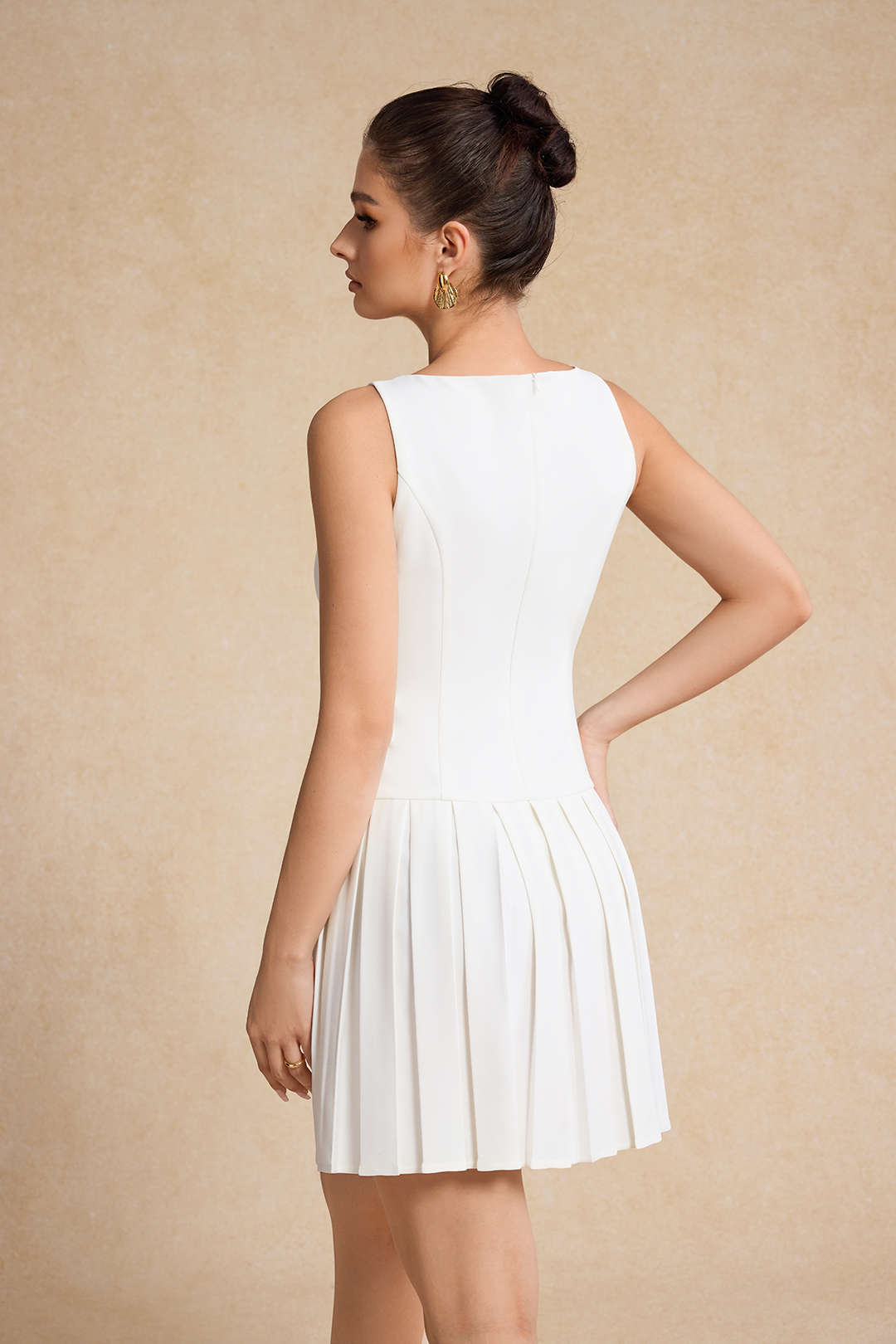 Ivory Bloom Pliseli Mini Elbise