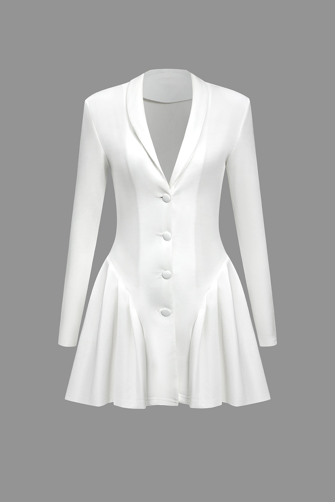 Solid V Neckline Mini Elbise