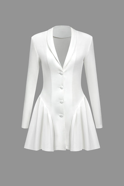 Solid V Neckline Mini Elbise